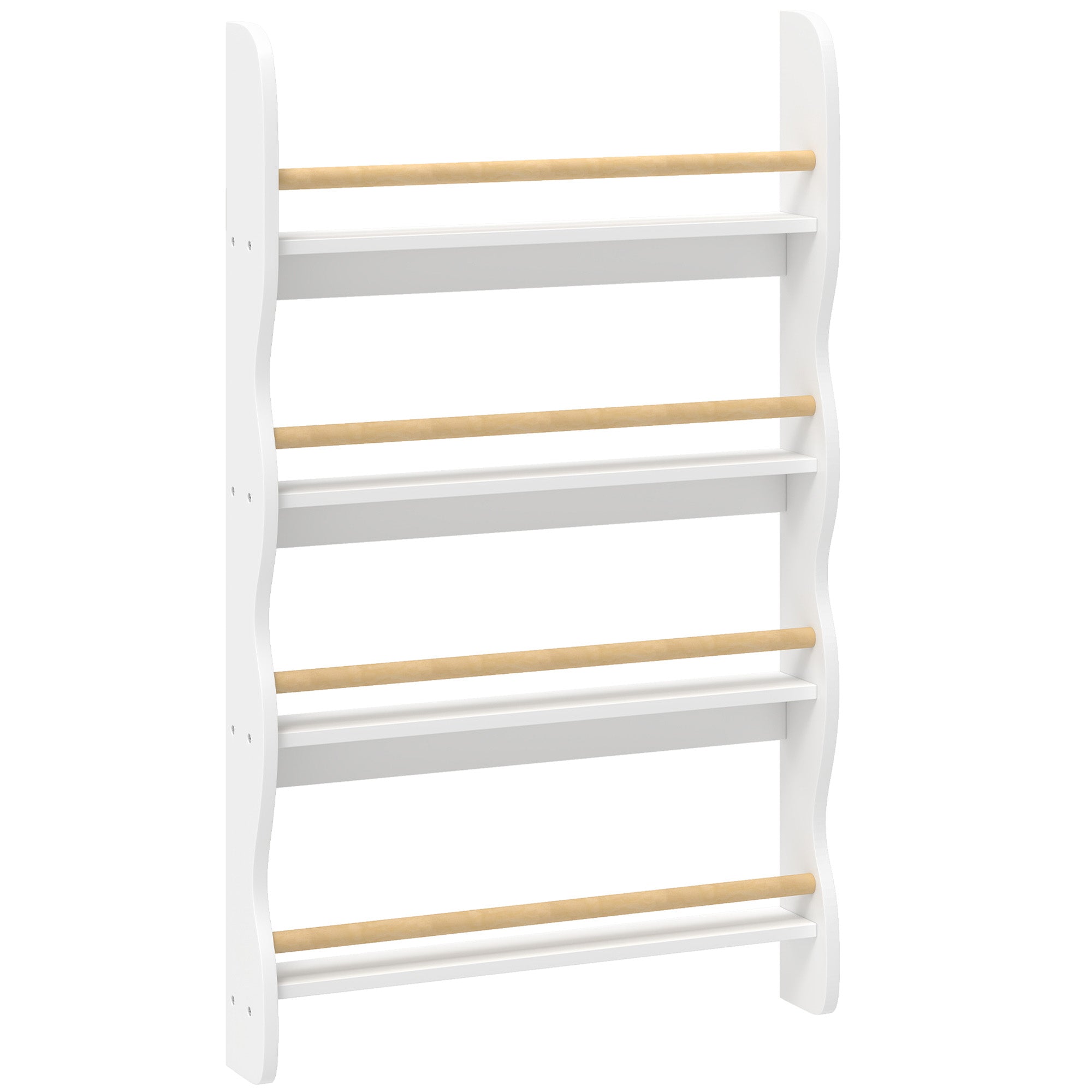 Wandregal für Kinder, Kinderbücherregal mit 4 Ebenen, zur Wandmontage, 60 x 10 x 98 cm, weiß