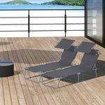 Lot de 2 Transats Bain de Soleil Pliable Chaise Longue Pliante Grand Confort Dossier Inclinable Pare-Soleil réglable