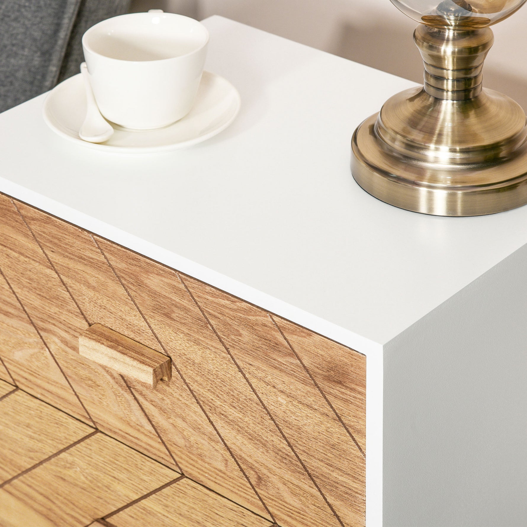 Table de chevet Chiffonnier Commode Meuble de Rangement avec 2 tiroirs Scandinave 40L x 30l x 56H cm en Bois