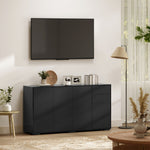 Buffet meuble de rangement 2 tiroirs coulissants 4 portes étagère réglable panneaux de particules 140 x 36 x 74 cm noir