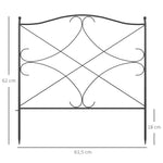 Lot de 5 clôtures de jardin décoratives en métal avec ornements 305 x 62 cm noir