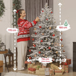 Sapin de Noël artificiel floqué de neige 180 cm, arbre de Noël avec 1815 branche, support en métal pliable, vert