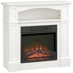 Cheminée électrique effet flammes LED luminosité réglable avec télécommande - 1800 W - 80,5 x 32,3 x 80,5 cm blanc-0