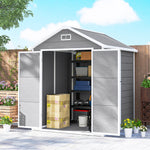 Abri de jardin en résine 2,7 m² avec plancher portes à loquet 3 fenêtre structure en aluminium 240 x 190 x 228 cm gris