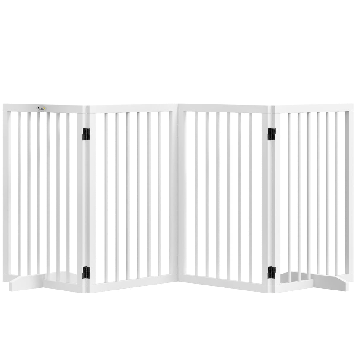Barrière de sécurité modulable pliable pour animaux de compagnie avec pied de support, bois massif, 206 x 35,5 x 76 cm
