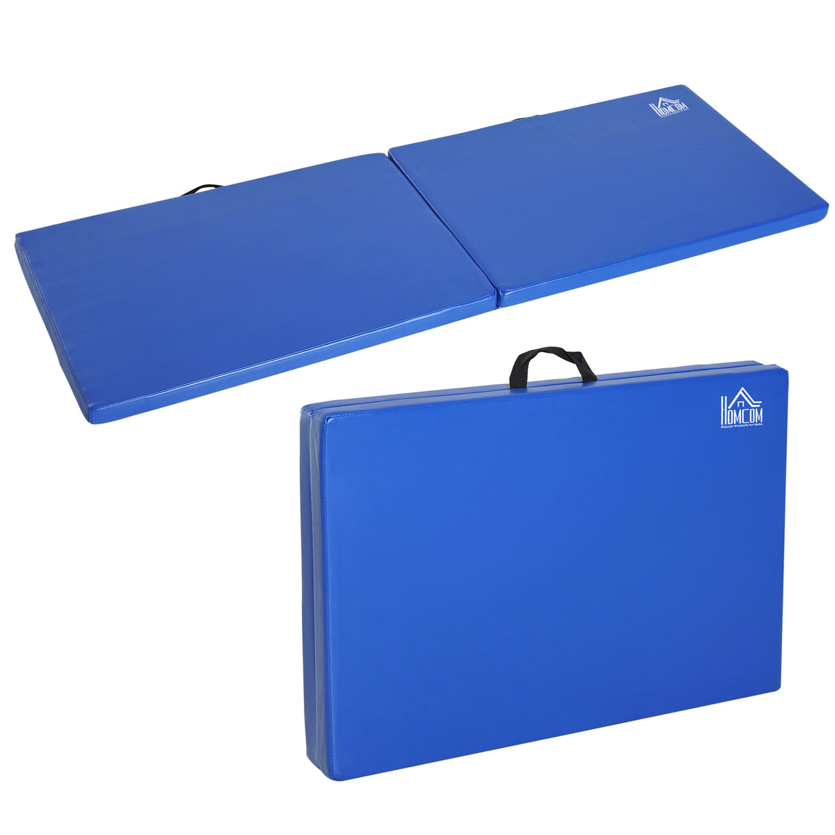 Tapis de gymnastique yoga pilates fitness pliable portable grand confort 180L x 60l x 5H cm revêtement synthétique bleu