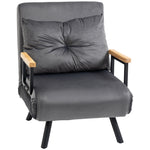 Fauteuil convertible 1 place fauteuil-lit chauffeuse 3 en 1 dossier réglable oreiller tissu velours 63x73x81cm gris