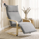 Fauteuil Salon, Fauteuil d'Appoint Rembourré en Lin avec Repose-Pieds, Assise Large, Bascule Douce, Dossier Haut, Gris
