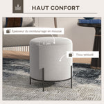 Lot de 2 poufs ottoman tabouret pouf repose-pied en velours pieds en acier pour salon chambre Ø 35 x 38 cm gris clair