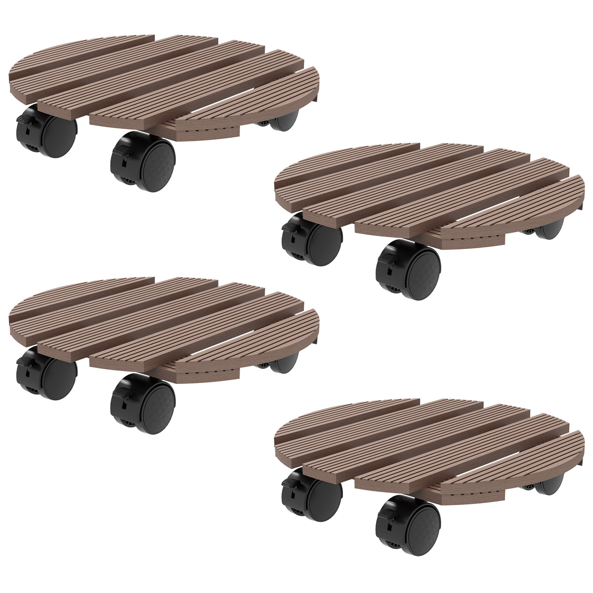 Lot de 4 supports ronds Ø30 cm pour plantes - porte plante à roulettes, intérieur et extérieur