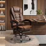 Fauteuil de bureau direction massant chauffant hauteur réglable dossier inclinable toile de microfibre marron