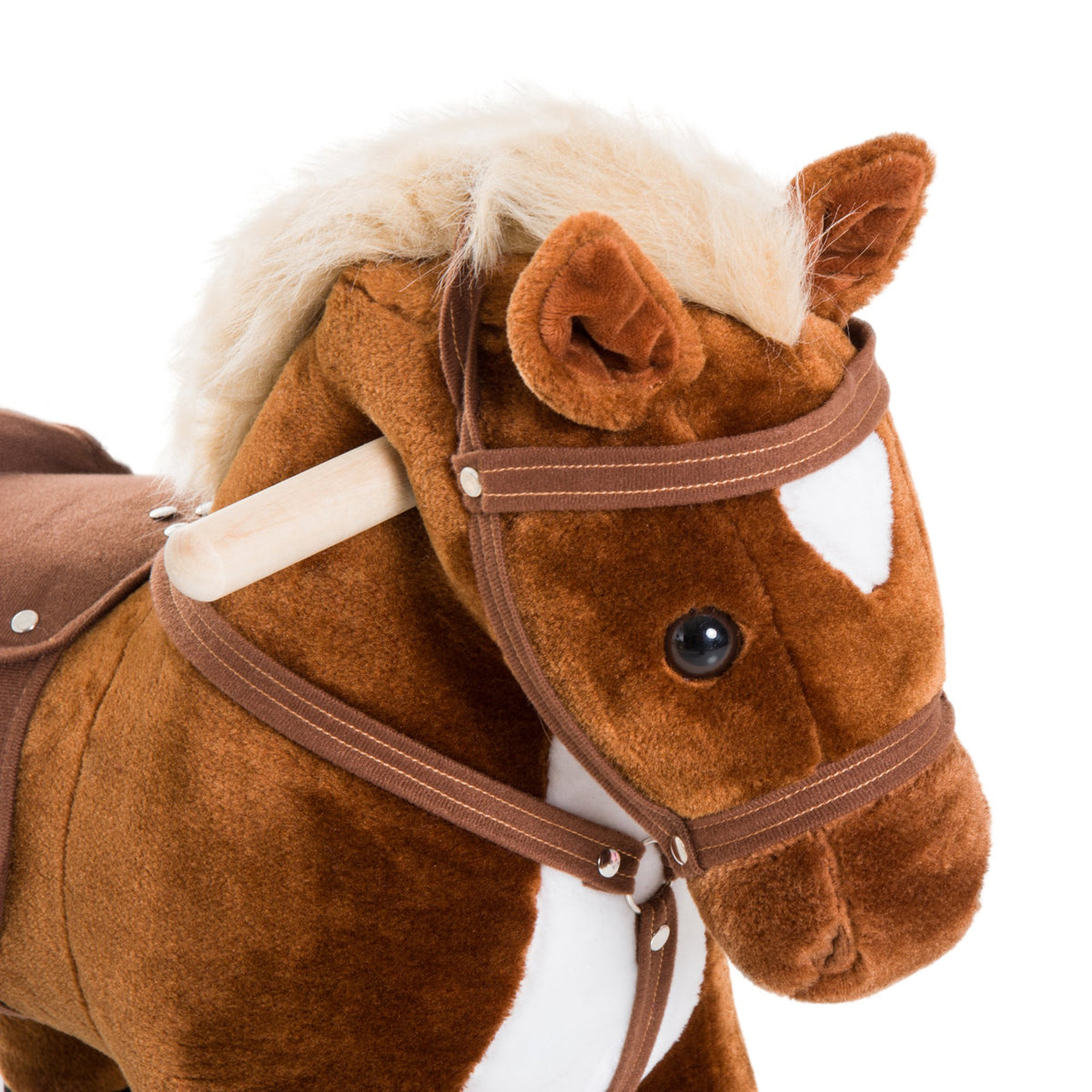 Jouet cheval pour enfant de +24 mois avec 4 roulettes, effet sonore, repose-pieds et guidon, 55x23x60 cm Marron