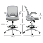 Fauteuil de bureau chaise de bureau assise debout hauteur réglable repose-pieds gris et blanc