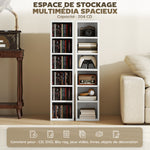 Lot de 2 étagères colonnes armoire de rangement CD-DVD 12 compartiments 21 x 22,5 x 88,5 cm capacité 204 CD blanc