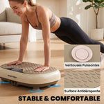 Plateforme Vibrante, 20 Niveaux de Vitesse, 3 Programmes, Écran LED et Télécommande, 46 x 33 x 13,5 cm, Beige