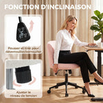 Chaise de Bureau Pivotante en Fourrure Teddy, Hauteur Réglable, Roulettes, Mousse Haute Résilience, Rose