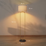 Lampadaire abat-jour en lin douille E27 style moderne interrupteur à pied pour salon et chambre 156 cm doré et noir
