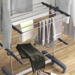 Séchoir à Linge étendoir pliable ailes latérales utilisation intérieure et extérieure 142 x 55 x 172 cm 4 niveaux gris