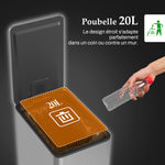 Poubelle de cuisine 20L, en acier inoxydable avec couvercle à fermeture douce, compacte avec seau intérieur amovible