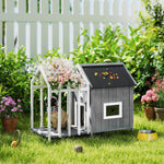 Niche pour chien extérieur en bois maison chien extérieur avec terrasse, porte à lamelles, 106 x 62,5 x 80,5 cm, gris