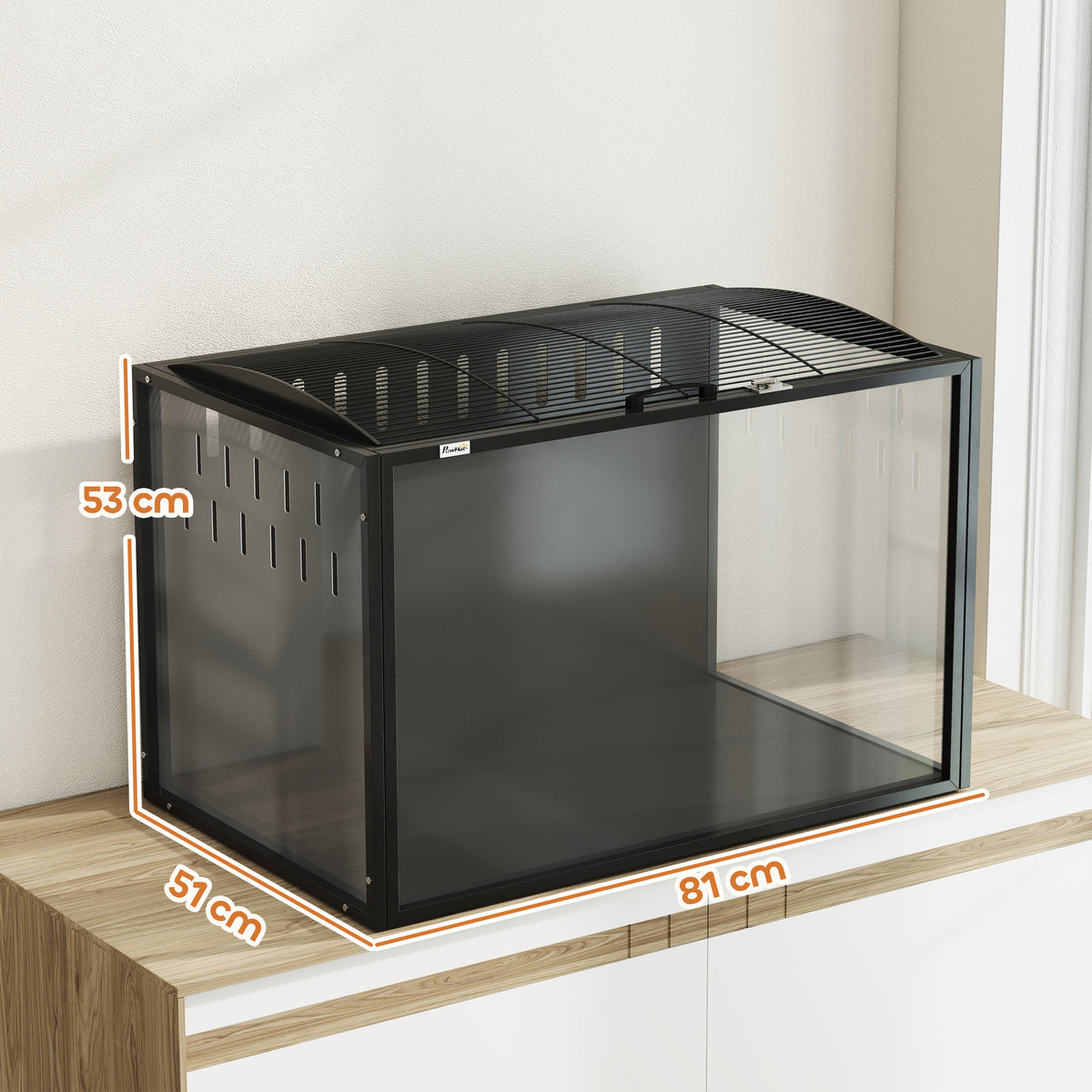 Jaula gigante para hámster, hábitat para roedores de acero y acrílico transparente con vista panorámica, 81 x 51 x 53 cm, negro