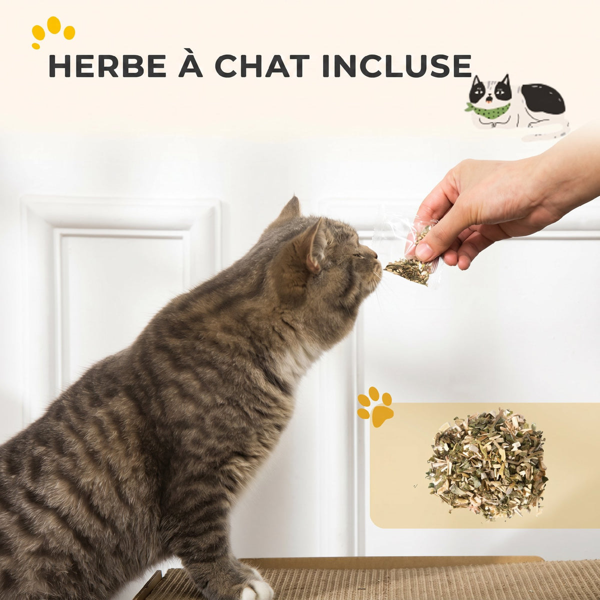 Griffoir pour Chat 2 en 1 en Forme de Téléviseur, Maison et Tapis à Griffer en Carton Ondulé, 39x29x37cm, Marron
