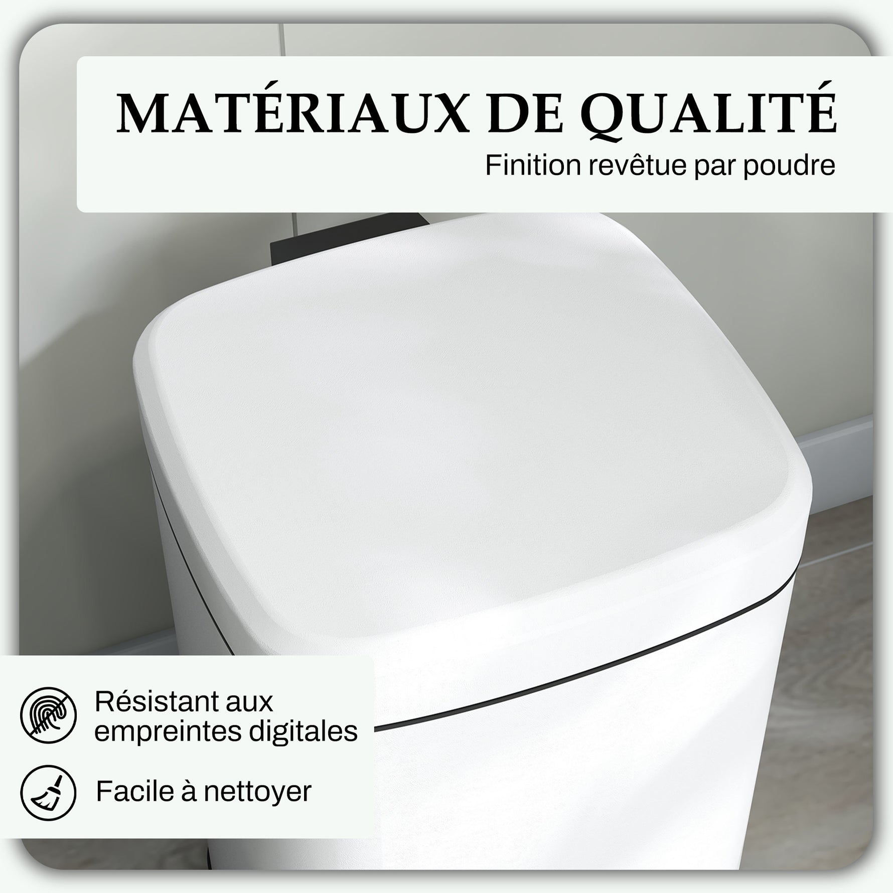 Poubelle de cuisine 20L avec couvercle à fermeture douce et pédale, seau intérieur amovible, 28L x 35l x 45H cm, blanc
