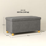 Opvouwbare opbergbank voor aan het voeteneind van het bed, inhoud 67 L, draagvermogen 120 kg, met deksel, 76L x 38B x 38H cm, grijs