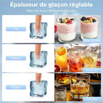 Machine à glaçons commerciale 36 kg/24h, acier inoxydable, ice maker, capacité 5,5 kg, 36 cubes par 10 minutes,