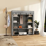 Armoire de rangement penderie en tissu pliable avec barre de suspension et étagères, 150 x 43 x 162,5 cm, gris clair