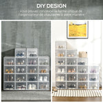Set di 18 scatole cubiche modulabili portascarpe con ante trasparenti - 25 x 35 x 19 cm