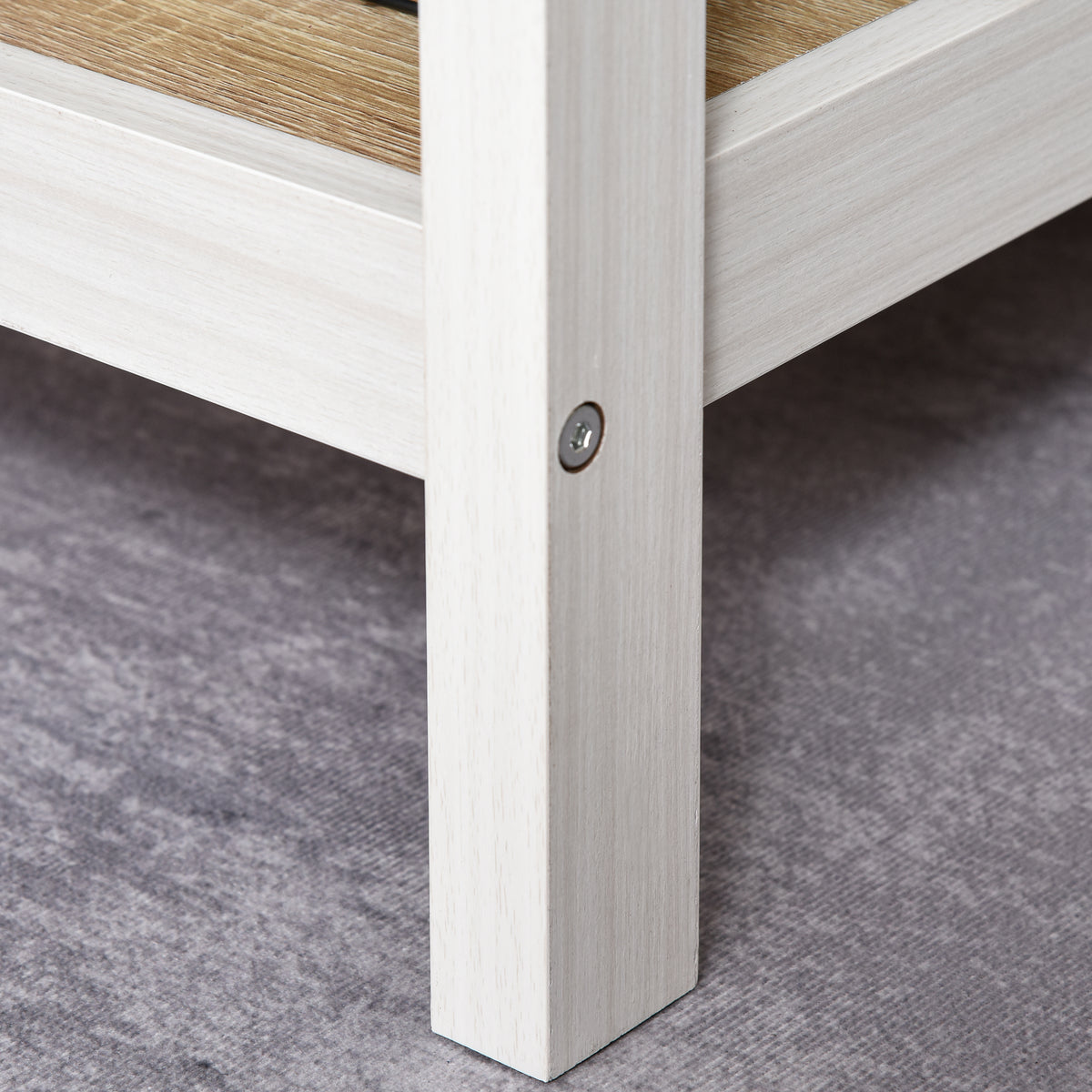 Multimedia-Computertisch, Maße 110L x 48B x 76H cm, 2 seitliche Ablagen, MDF E1, helle Eiche/Weiß