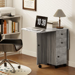 Table de cuisine pliable table à manger pliante 2 plateaux rabattables avec 2 tiroirs 1 placard et 1 étagère de rangement 120 x 60 x 76,5 cm - gris