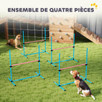 Agility Sport pour Chiens, Set de 4 Obstacles Professionnels avec Système de Maintien au Sol, 99x65x94cm, Bleu Clair