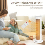 Chauffage d'appoint céramique PTC, radiateur électrique 2000 W avec thermostat réglable, minuterie, 21x19,7x61cm, blanc