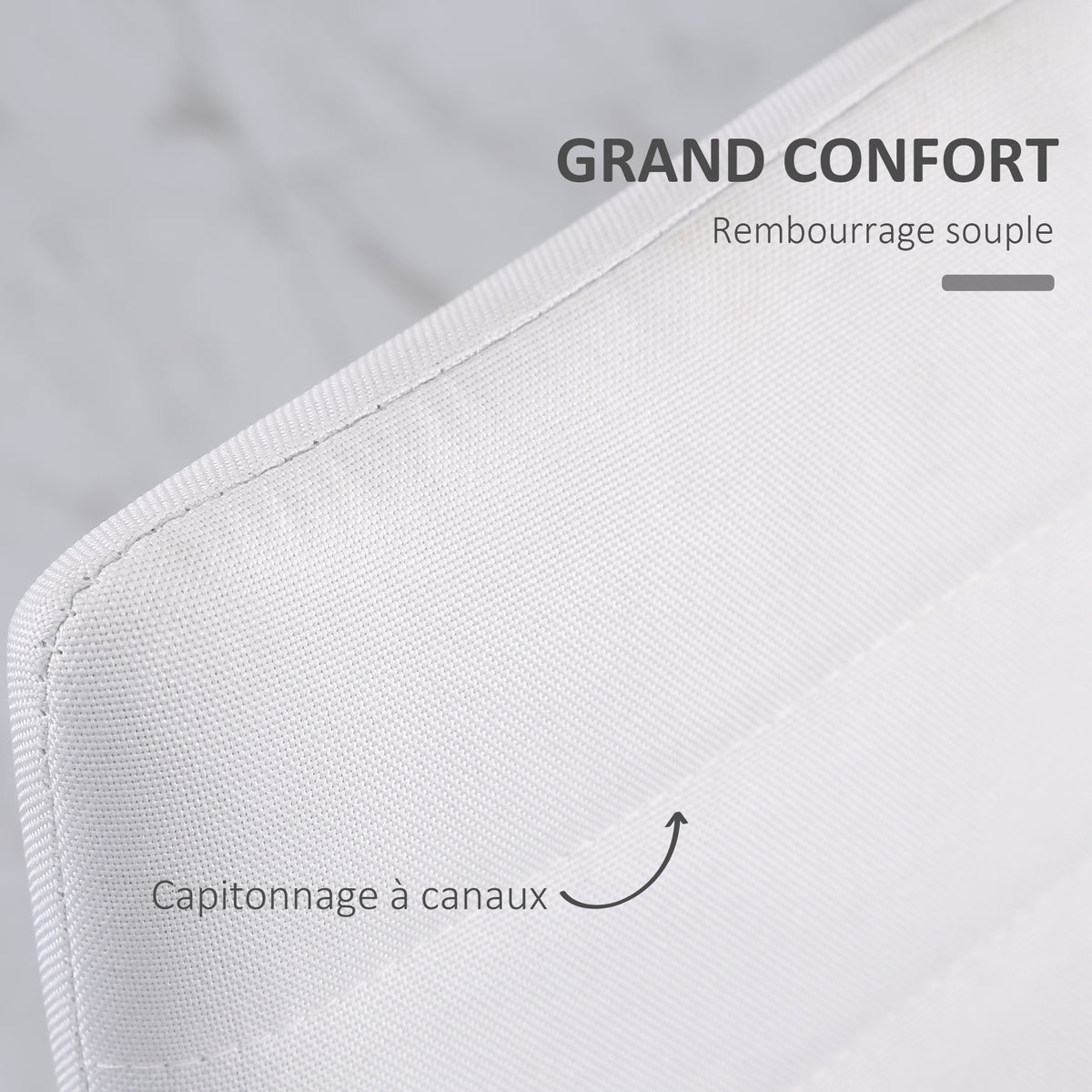 Lot de 4 chaises de salle à manger chaises de cuisine avec dossier haut pieds en métal et tissu en lin 41x50x97cm blanc