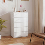 Commode 5 tiroirs meuble de rangement sans poignées design minimaliste 60 x 39 x 100 cm blanc