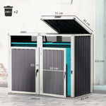 Abri pour 2 poubelles 240L cache poubelle extérieur couvercle relevable 180° acier galvanisé 146x81x122cm gris foncé