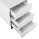 Caisson bureau mobile avec 3 tiroirs, meuble rangement bureau sur roulettes pour documents et imprimante, caisson de rangement compact pour travail ou chambre, 40x50x57,5cm, blanc