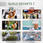 Composteur de Jardin - bac à Compost pour déchets - Rotatif 360° - Double Chambre 160 L - Acier PP Gris