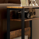Table d'appoint table de chevet avec étagère à deux niveaux coins arrondis 46l x 18P x 58,5H cm brun rustique-7