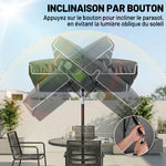 Parasol de jardin Parasol droit rectangulaire inclinable alu métal polyester haute densité 2 x 1,3 m gris