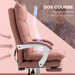Fauteuil de bureau massant et chauffant, chaise de bureau, hauteur réglable, dossier inclinable, 66x74x121,5cm rose