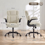 Chaise de Bureau Ergonomique en Chenille, Fonction Bascule, Accoudoirs Relevables, Hauteur Réglable, 70x67x108cm, Beige