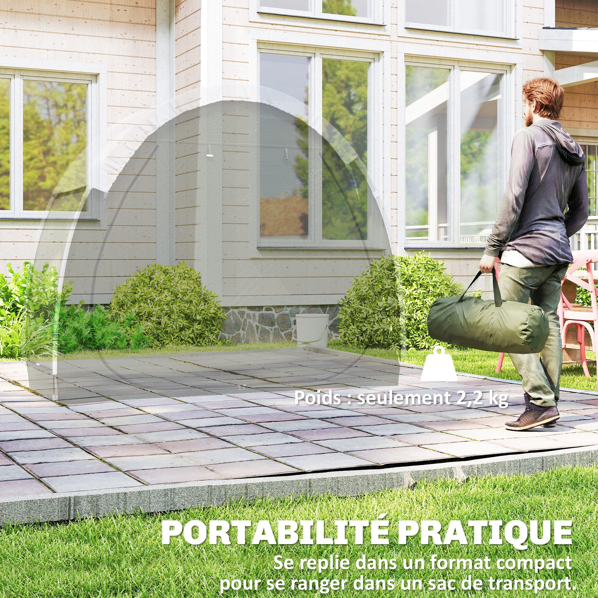 Tente à Vélo Abri de Vélo Portable pour 2 Vélos Imperméable avec poche sac transport Tissu Oxford 200 x 80 x 170 cm vert