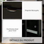 Caisson de bureau avec 5 tiroirs 1 porte étagère réglable, support imprimante sur roulettes, 78x40x66,5 cm, noir