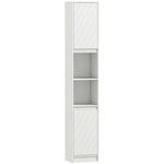 Meuble colonne salle de bain, meuble de rangement avec 2 portes, 2 compartiments ouverts, , 30 x 24 x 170 cm, blanc
