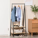 Portant à vêtements penderie style contemporain triangulaire dim. 64L x 43l x 149H cm 2 étagères MDF bois clair acier noir