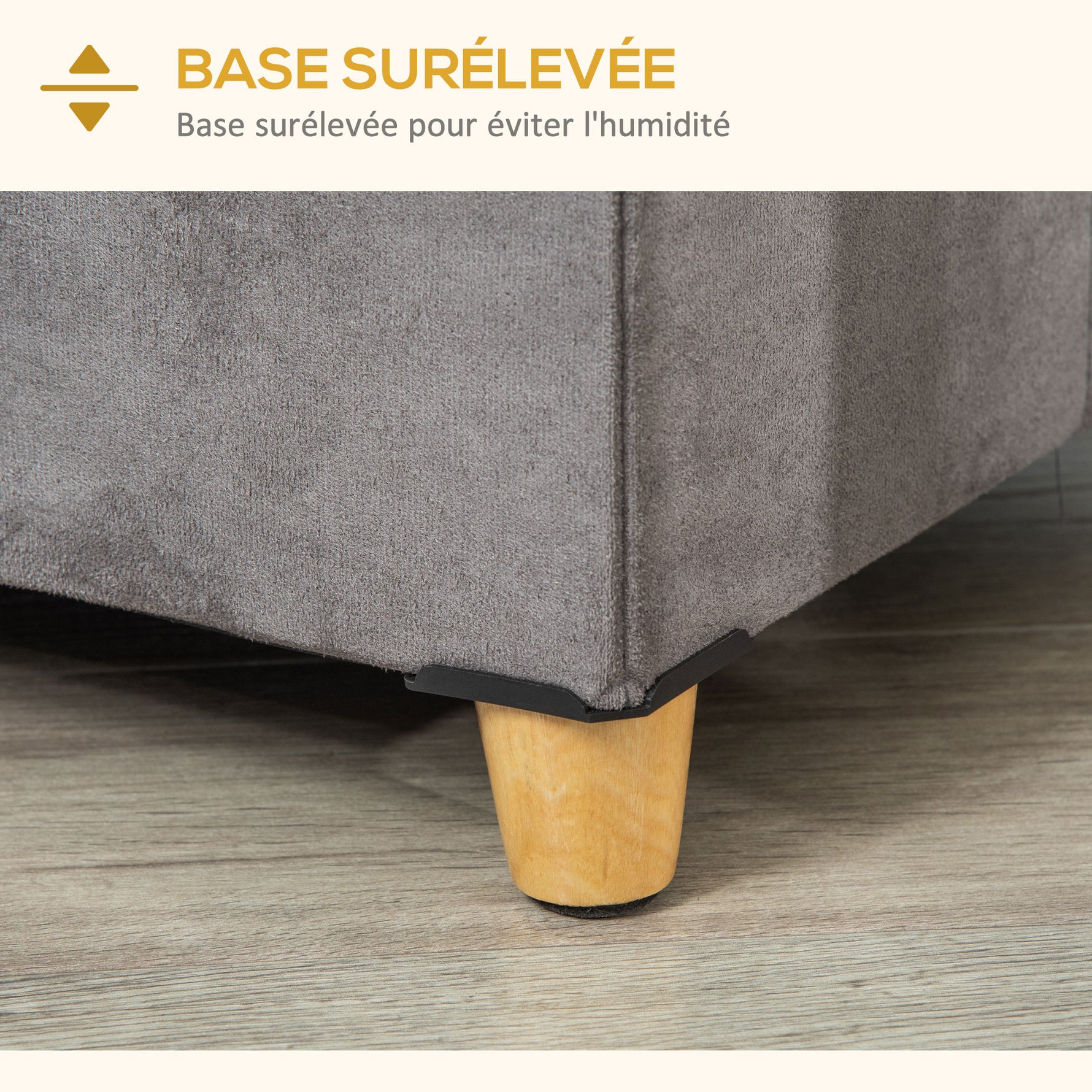 Niche chat maison de chat design surélevé avec coussin amoviable et lavable en peluche doux repose-pieds, dessus ouvrable, gris