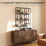 Étagère Murale Industrielle 9 Compartiments, Étagère Modulaire en Métal pour Objets de Collection, 87,5x18x100cm Noir